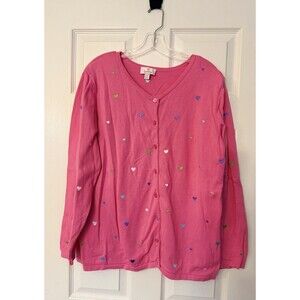 GREAT Quacker Factory Pink Heart one Piece shirt sweater top women’s size XL